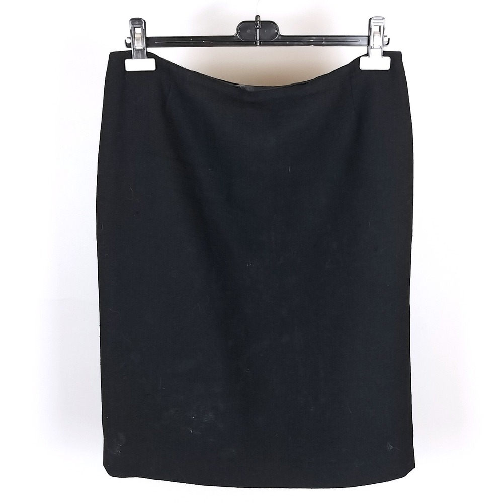 Lafayette 148 Wool Blend Tailored Pencil Skirt Women 8 Black Back Vent Lined